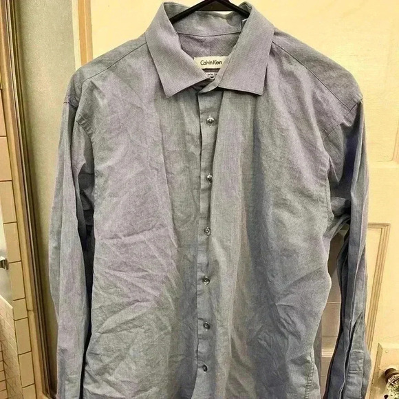 light blue and white calvin klein dress shirt - Picture 1 of 6